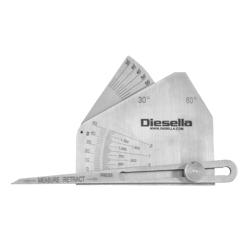 Svejsekantsømlære Skew-T Fillet type (Model F) inkl. kalkulator