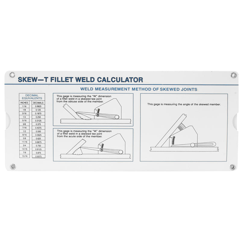 Svejsekantsømlære Skew-T Fillet type (Model F) inkl. kalkulator