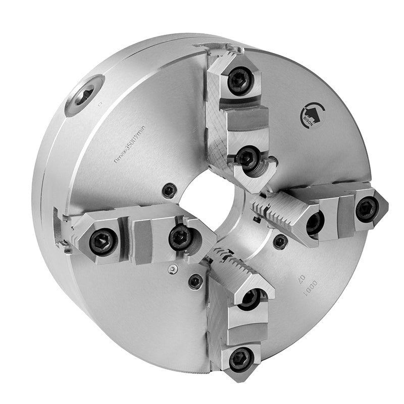4-bakket centrerpatron Ø200 mm, stål, DIN 6350, bagmontering (cylindrisk holder) (3705–200)