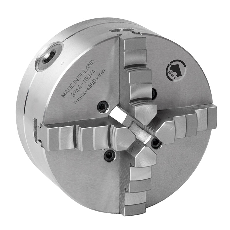 4-bakket centrerpatron Ø400 mm, stål, kegle 11, DIN 55029, Camlock D1-montering (3744–400–11)