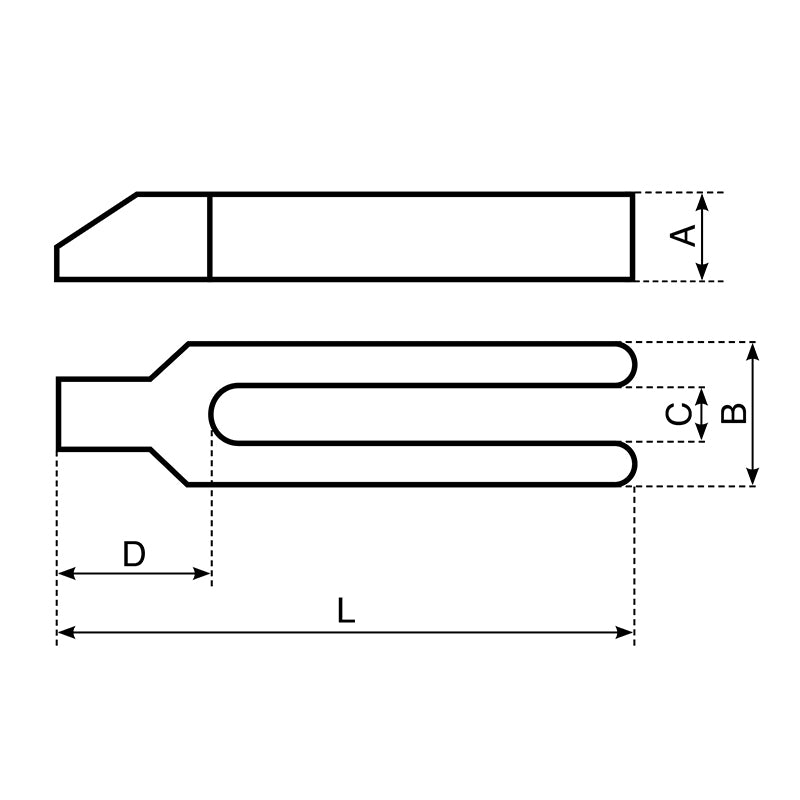 Gaffelspændejern med næse M16-M18 200 × 50 × 30 × 18 mm