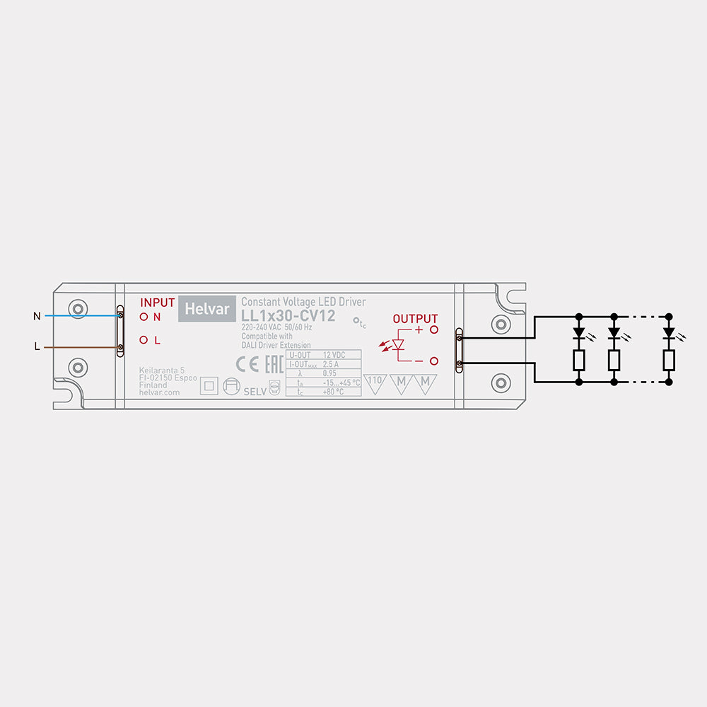 LED-driver/transformer 30 W til DC 12 V LED-maskinlys