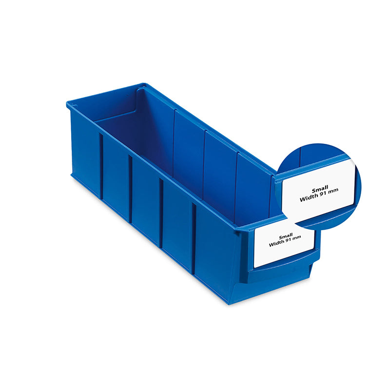 Etiket smal version til lagerkasse med bredde 91 mm (120 stk. pr. pakning)