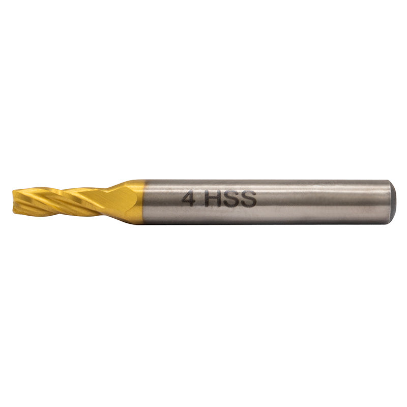 Endefræser 4 mm HSS-TiN Z=4 DIN 844