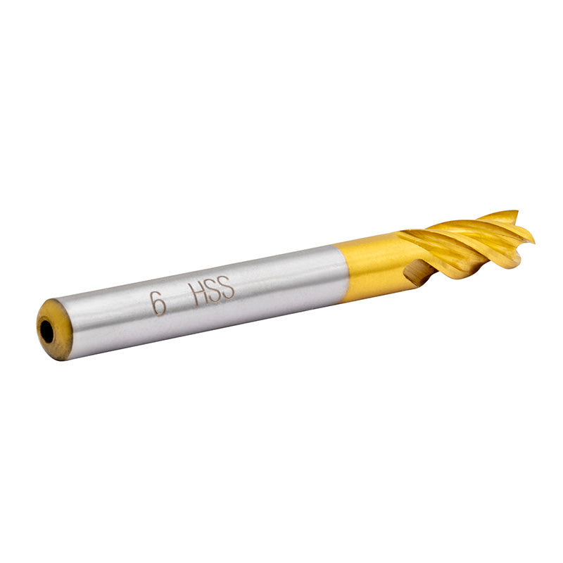 Endefræser 6 mm HSS-TiN Z=4 DIN 844