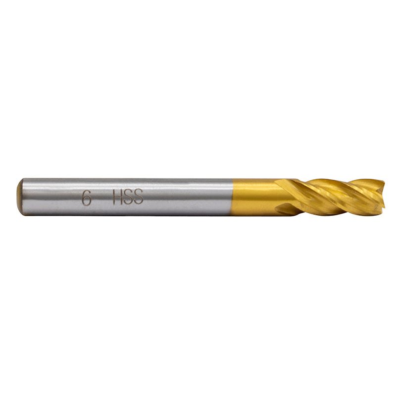Endefræser 6 mm HSS-TiN Z=4 DIN 844