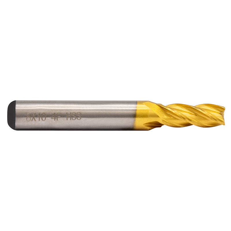 Endefræser 8 mm HSS-TiN Z=4 DIN 844