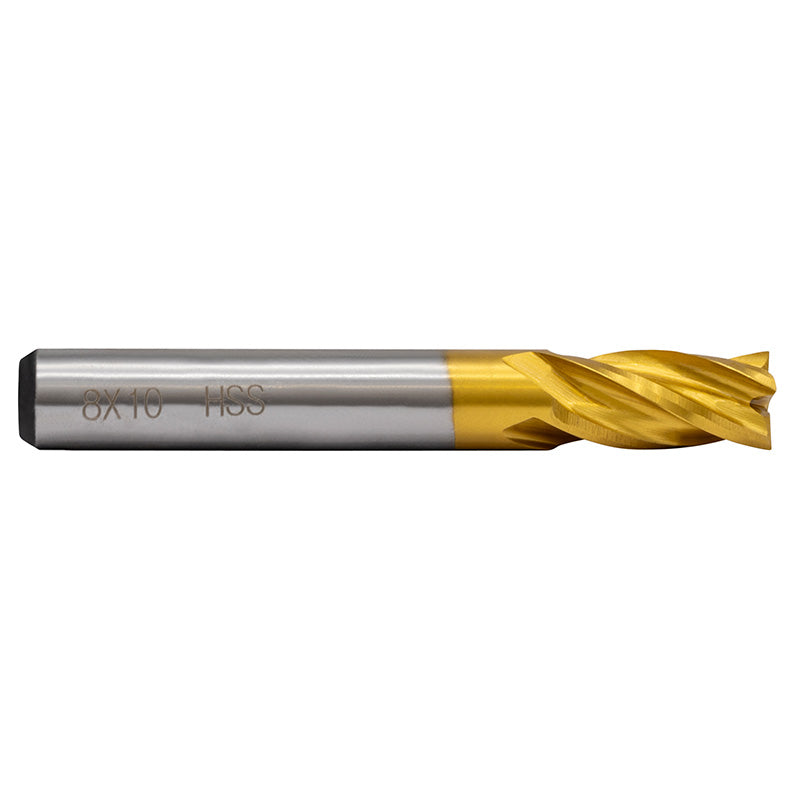 Endefræser 10 mm HSS-TiN Z=4 DIN 844