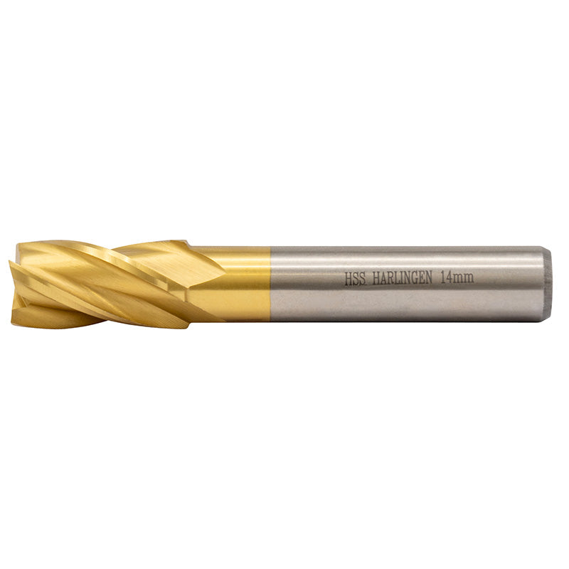 Endefræser 14 mm HSS-TiN Z=4 DIN 844
