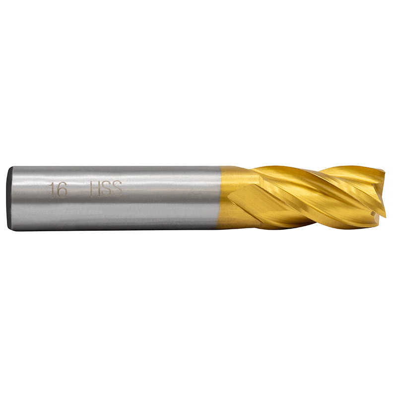 Endefræser 16 mm HSS-TiN Z=4 DIN 844