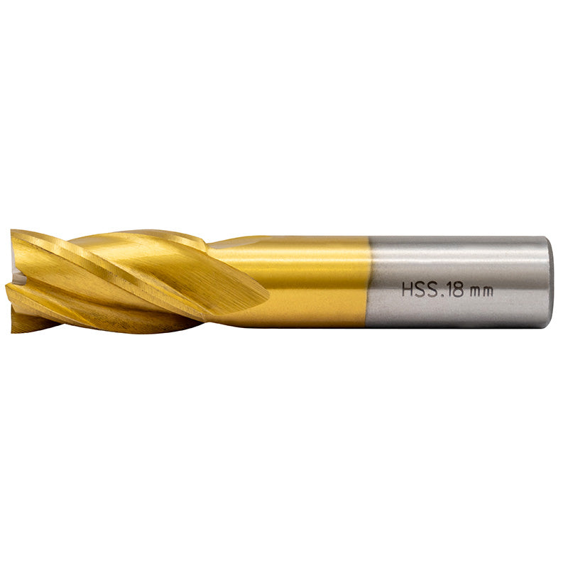 Endefræser 18 mm HSS-TiN Z=4 DIN 844