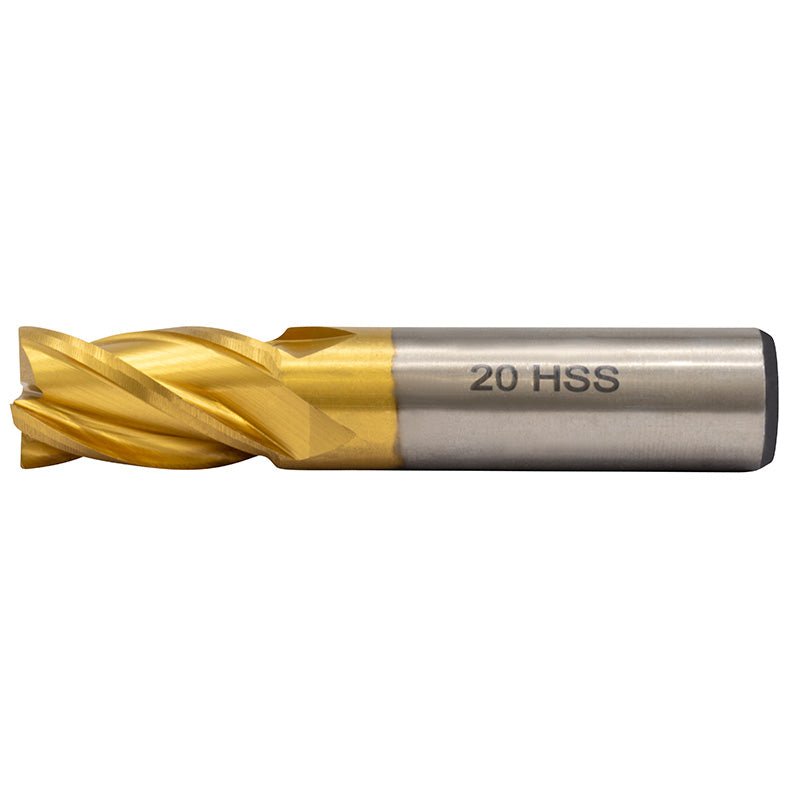 Endefræser 20 mm HSS-TiN Z=4 DIN 844