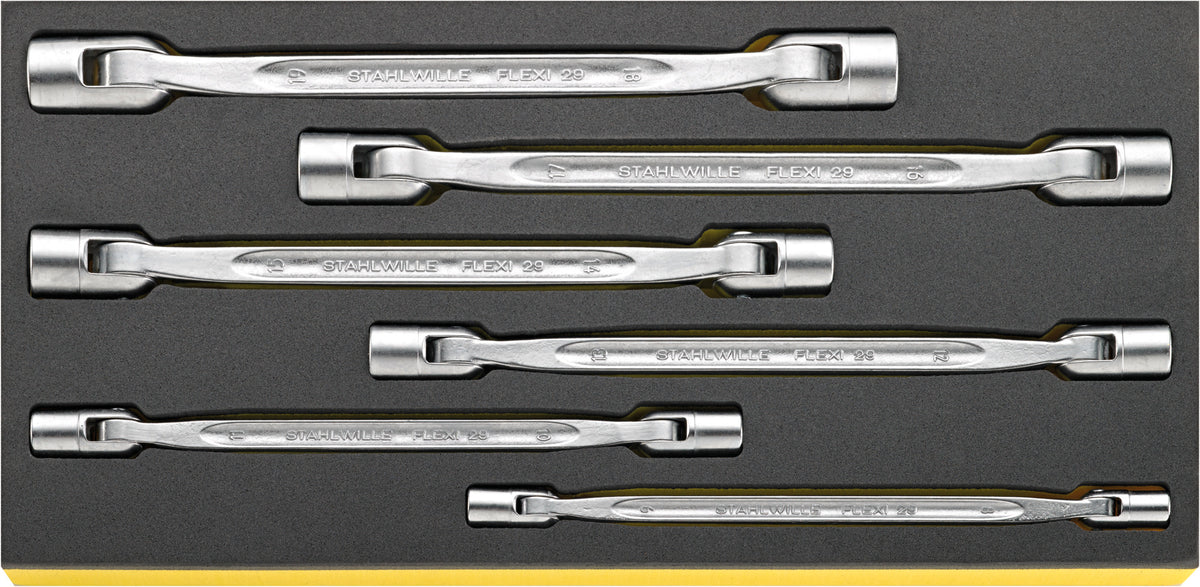 FLEXI TCS 29/6 dobbeltlednøglesæt 8 × 9–18 × 19 mm, 6 dele