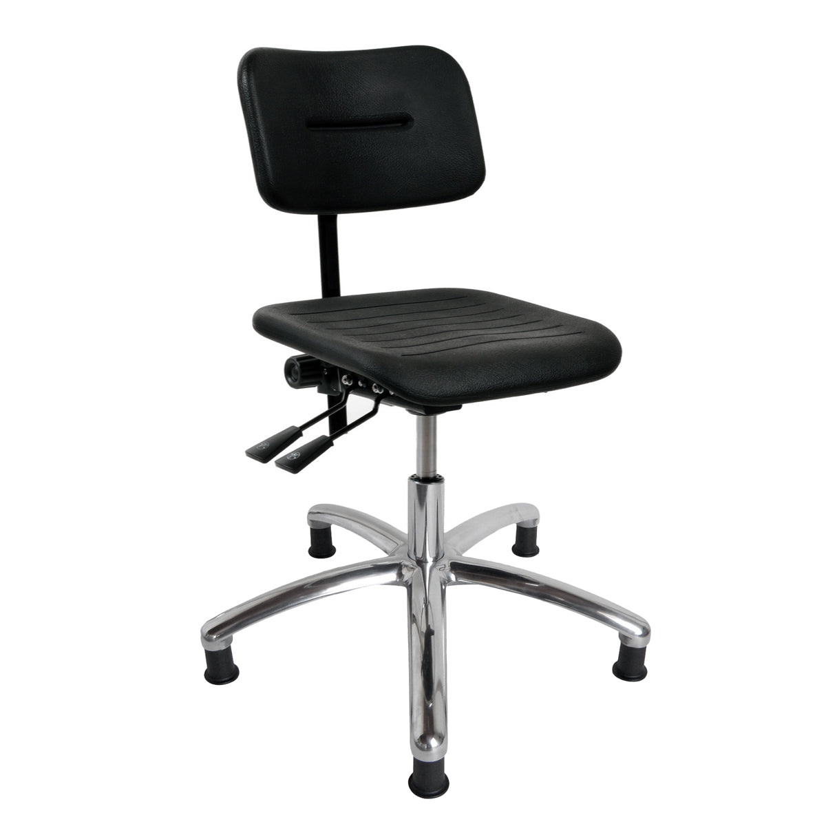 DYNAMO arbejdsstol med sæde/ryg i PU-skum, glidesko og indstilling af sæde og ryg (600–860 mm)