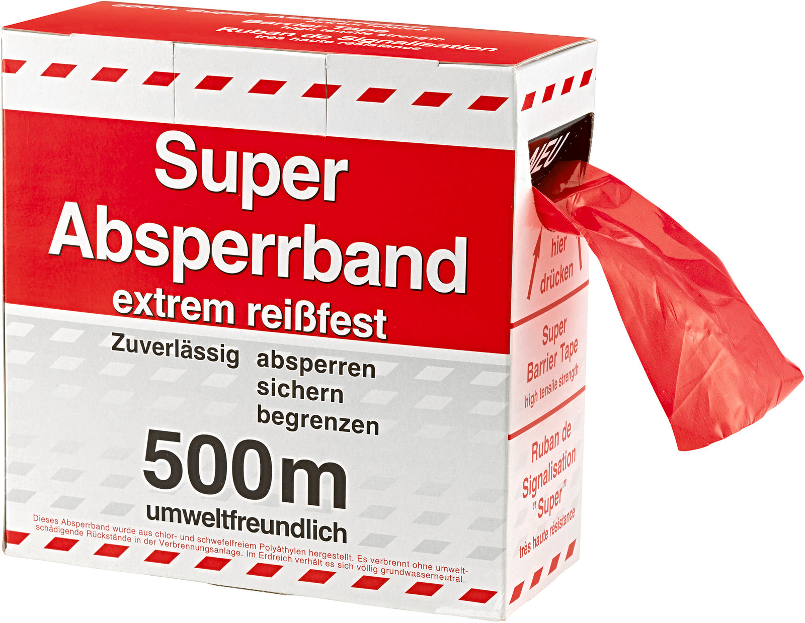 12191 afspærringsbånd, rød/hvid, 500 m