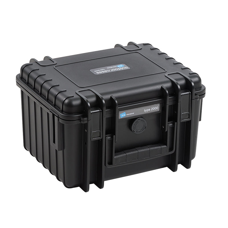 OUTDOOR-kuffert i sort 250 × 175 × 155 mm med skumpolstring, 6,6 l, model 2000/B/SI