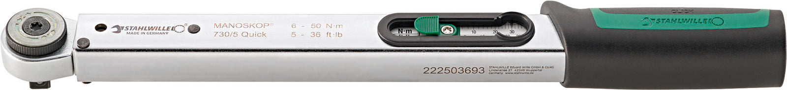 MANOSKOP 730R/5 Quick momentnøgle 6–50 Nm, indstik 9 × 12 mm
