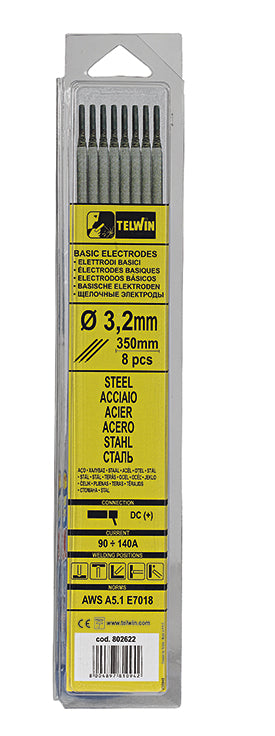 Basisk elektroder Ø 2,5 x 300 mm, 10 stk