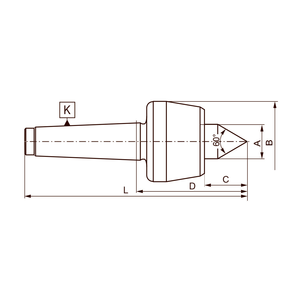 Standard drejepinol MK4 med 60° spidsvinkel og 0,005 mm rundløb (8811–4 R)