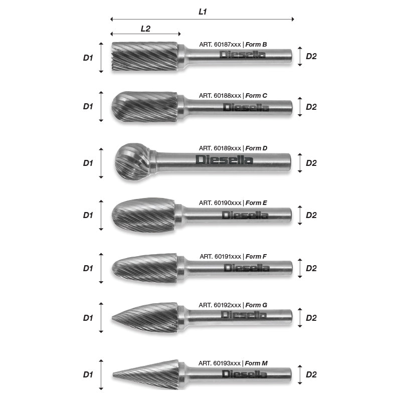 Fræsestift HM Ø10 × 20 mm form B (Alu. Cut) med Ø6 mm skaft