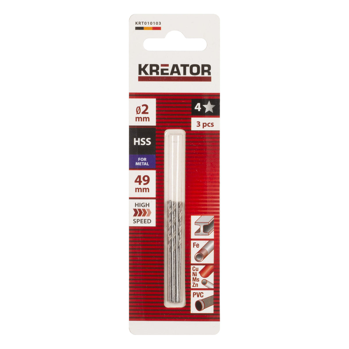 HSS metalbor 2,0 mm - 3 stk.