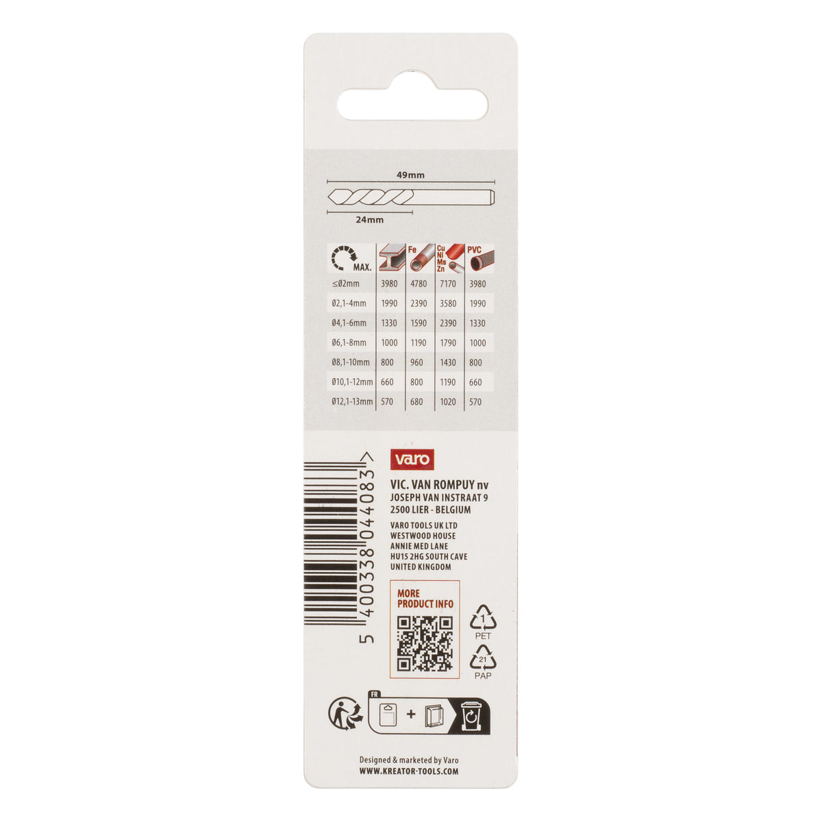 HSS metalbor 2,0 mm - 3 stk.