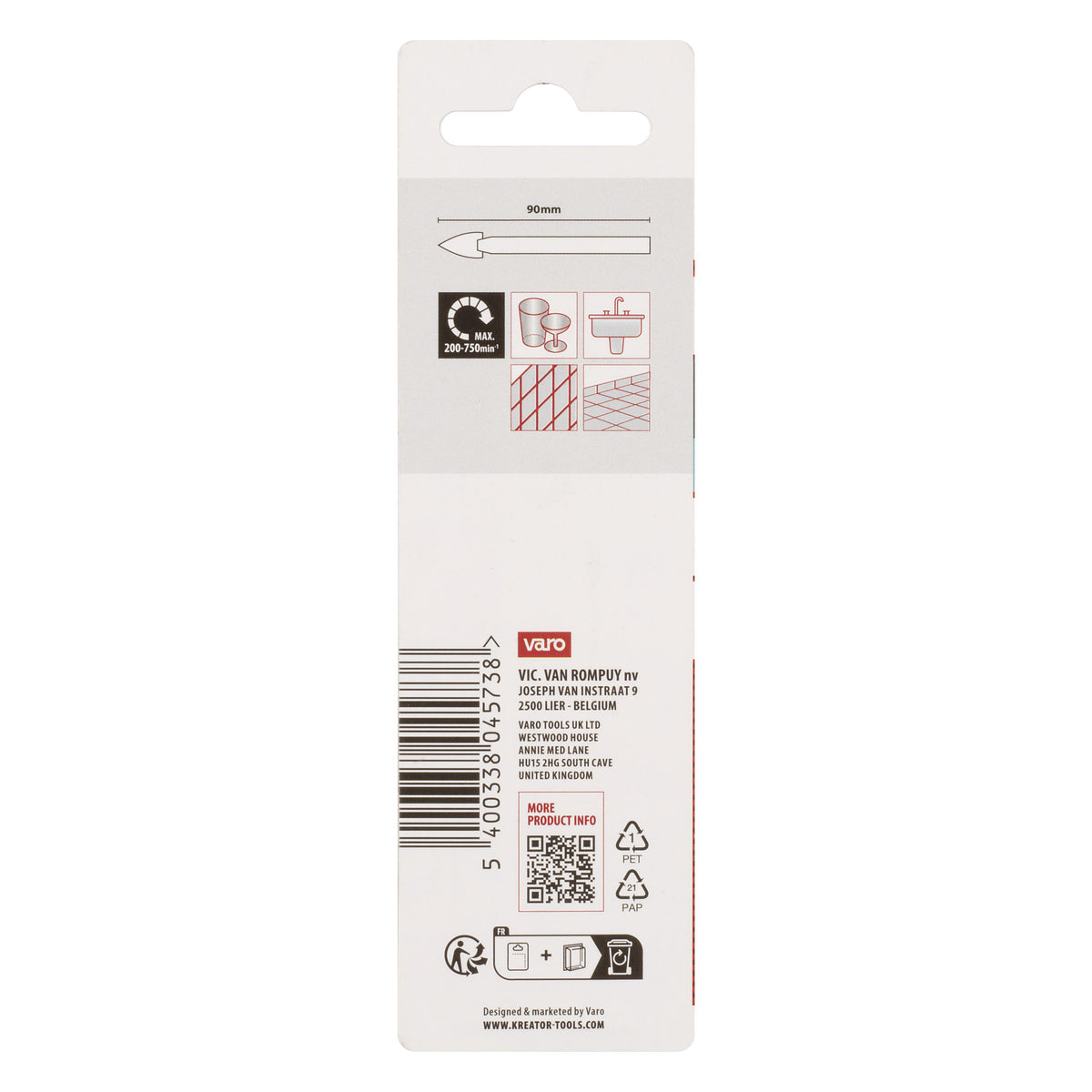 Flise og Glasbor 10 mm x 90 mm