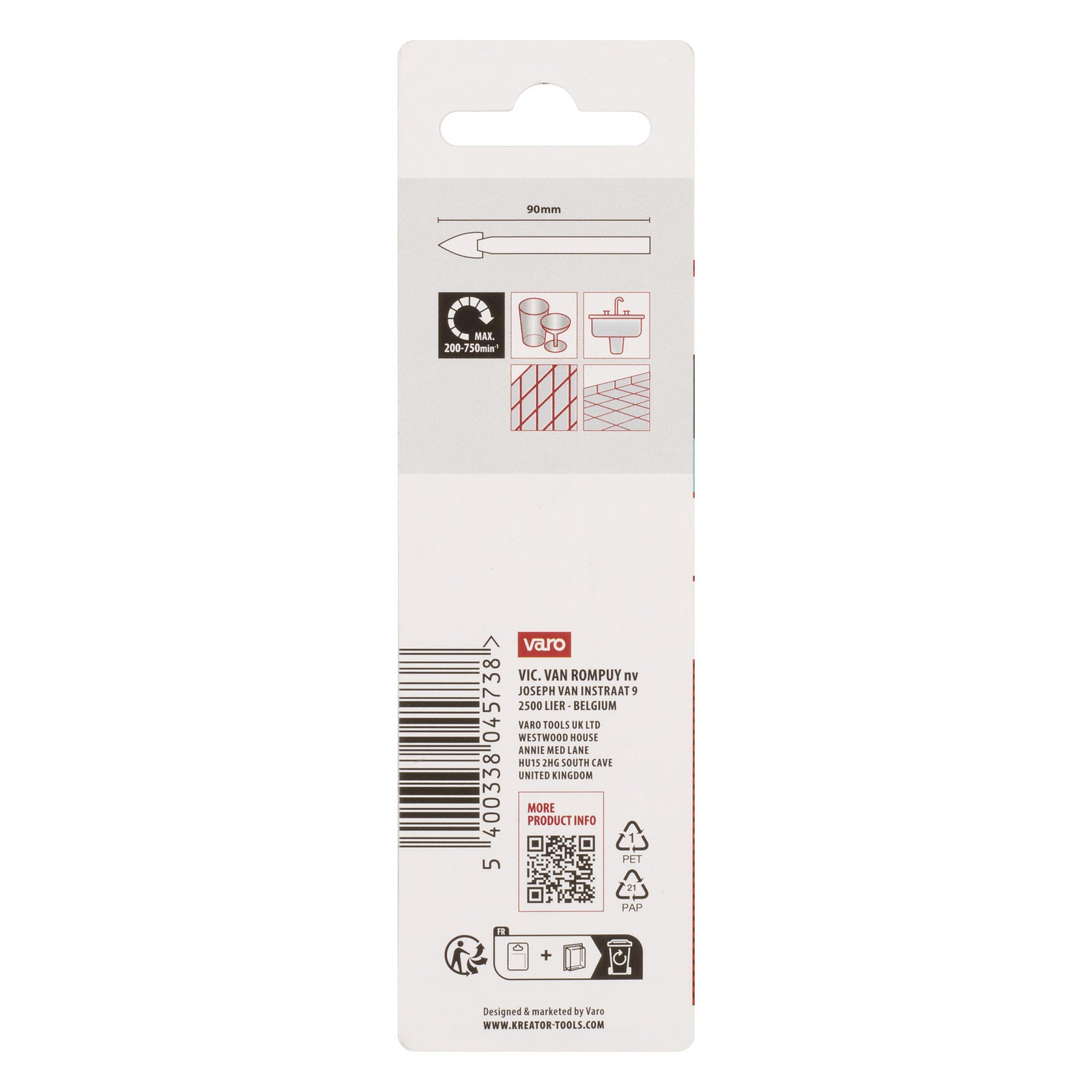 Flise og Glasbor 10 mm x 90 mm