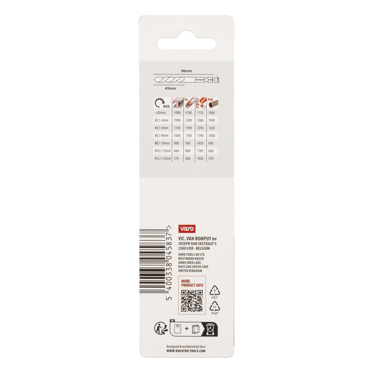 HSS Metalbor HEX 4,0 mm - 2 stk - AKKU