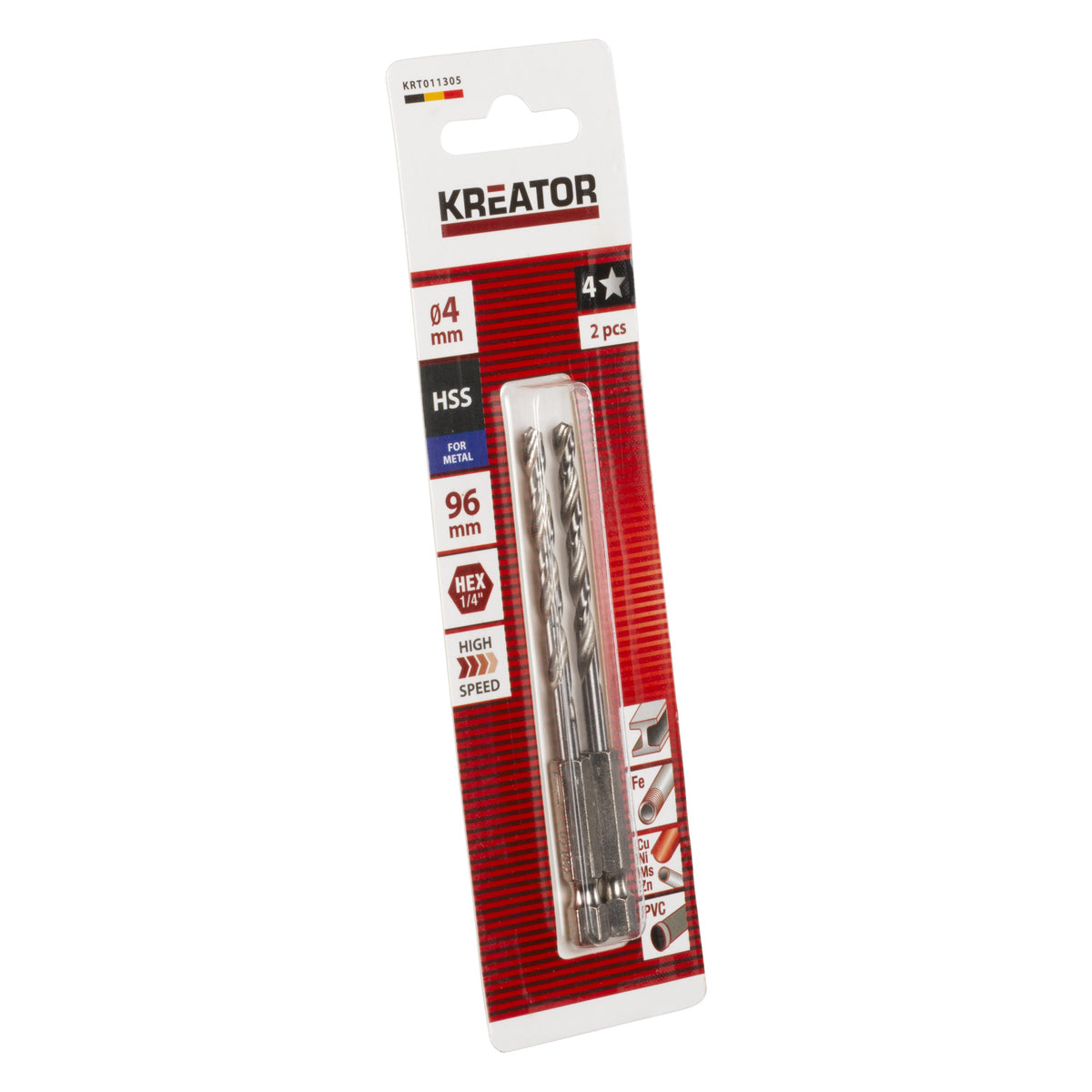 HSS Metalbor HEX 4,0 mm - 2 stk - AKKU