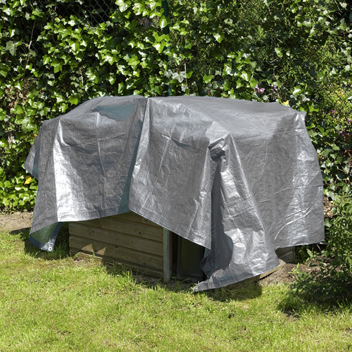 Presenning 4 × 5 m, 180 g/m², grå/sort