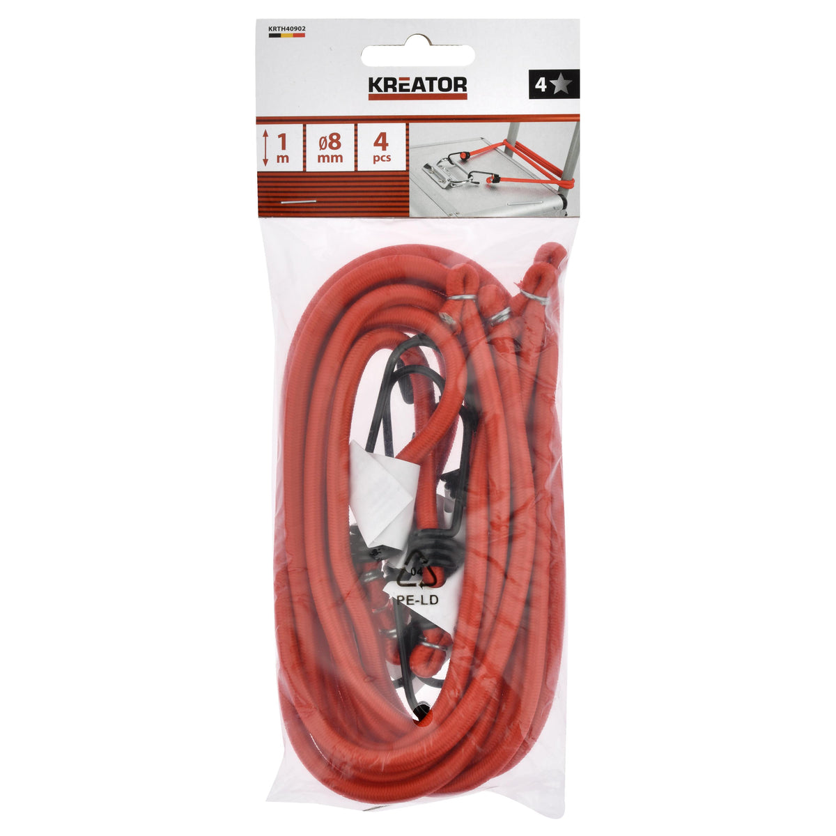 Bagagerem elastiske 4 stk  Ø8 x 100 cm