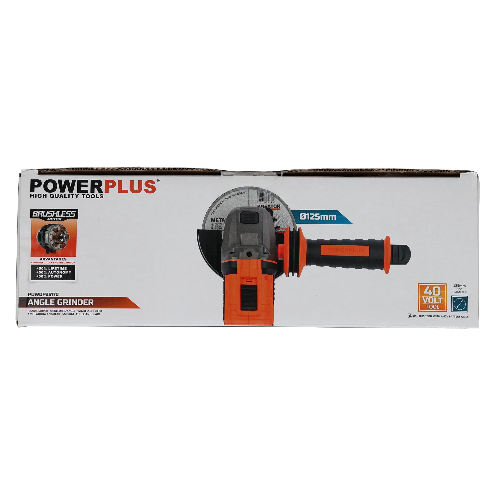 Vinkelsliber 125 mm 40 V (Uden batteri)