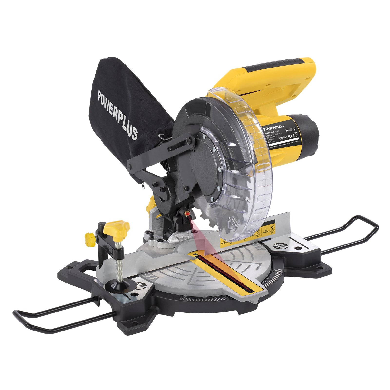 Kap- og geringssav 1500 W med klinge Ø210 mm og laser