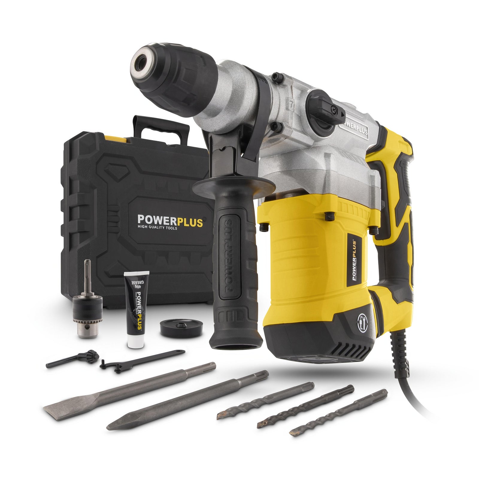 Borehammer 1200 W i kuffert med tilbehør