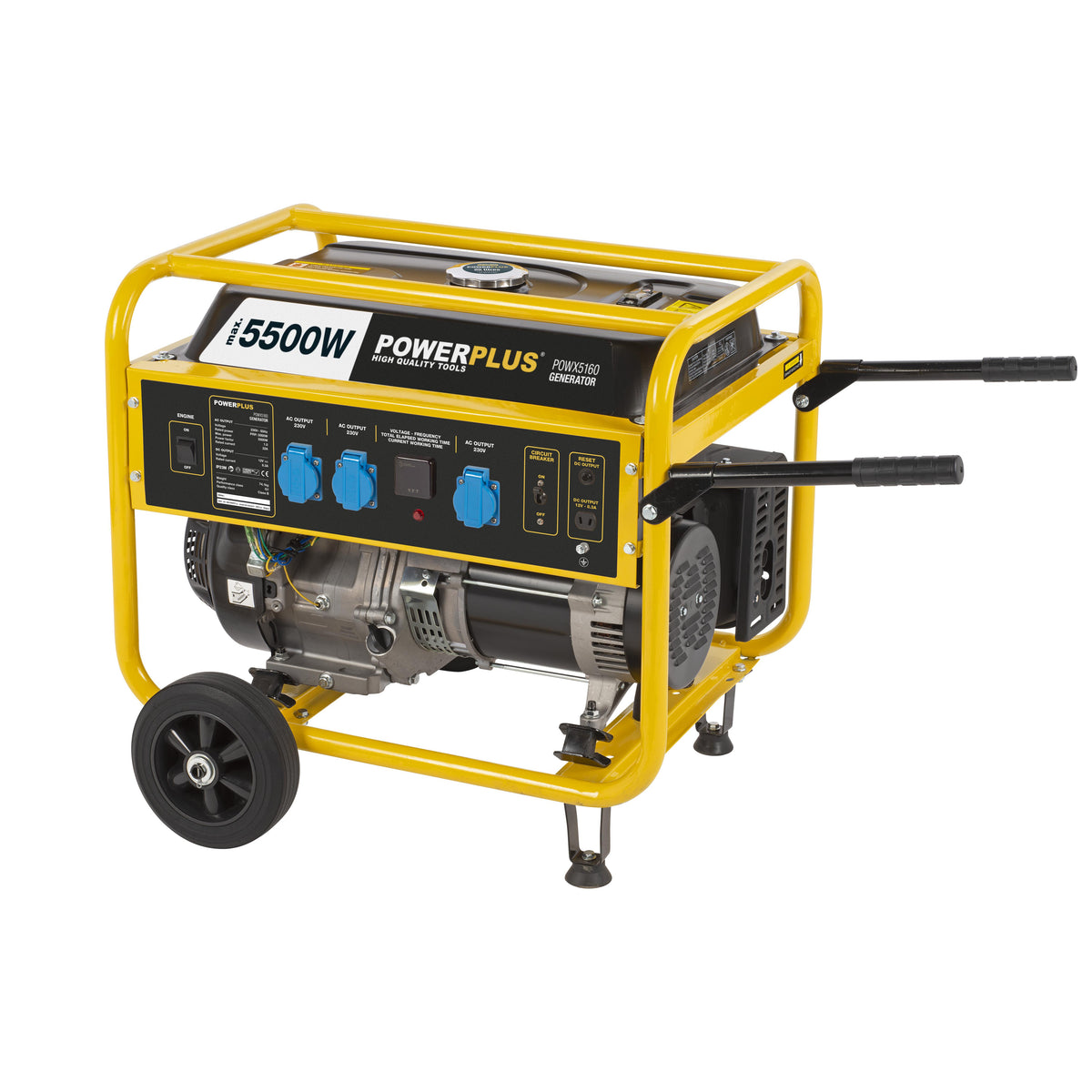 Benzin generator med hjul 5500 W 25 L