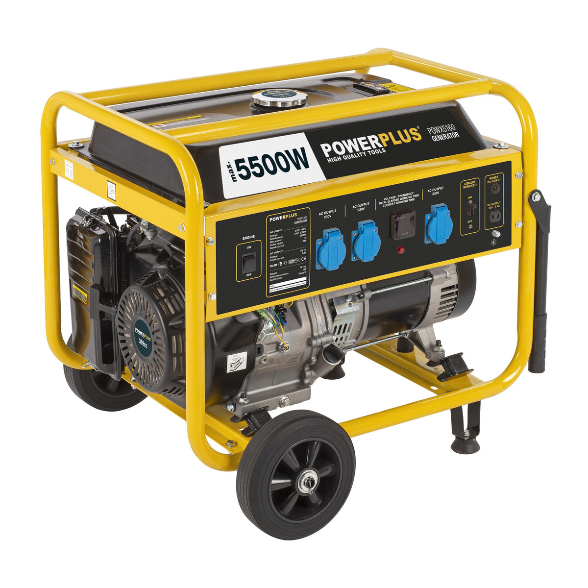 Benzin generator med hjul 5500 W 25 L