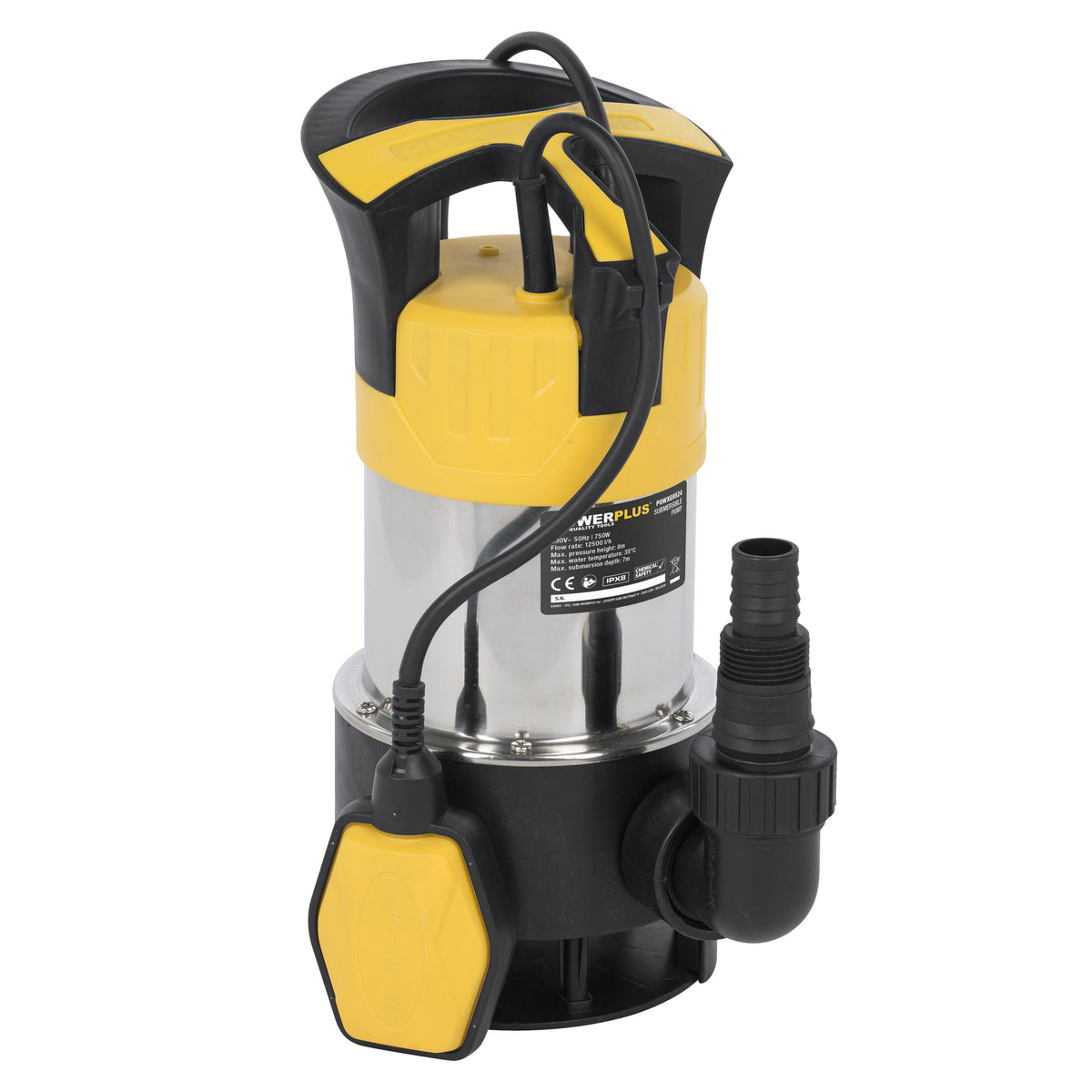 Rustfri dykpumpe 750 watt, snavset vand