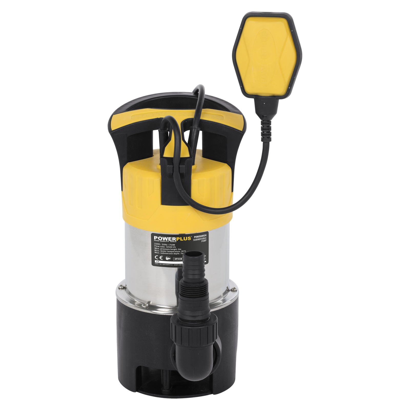 Rustfri dykpumpe 750 watt, snavset vand