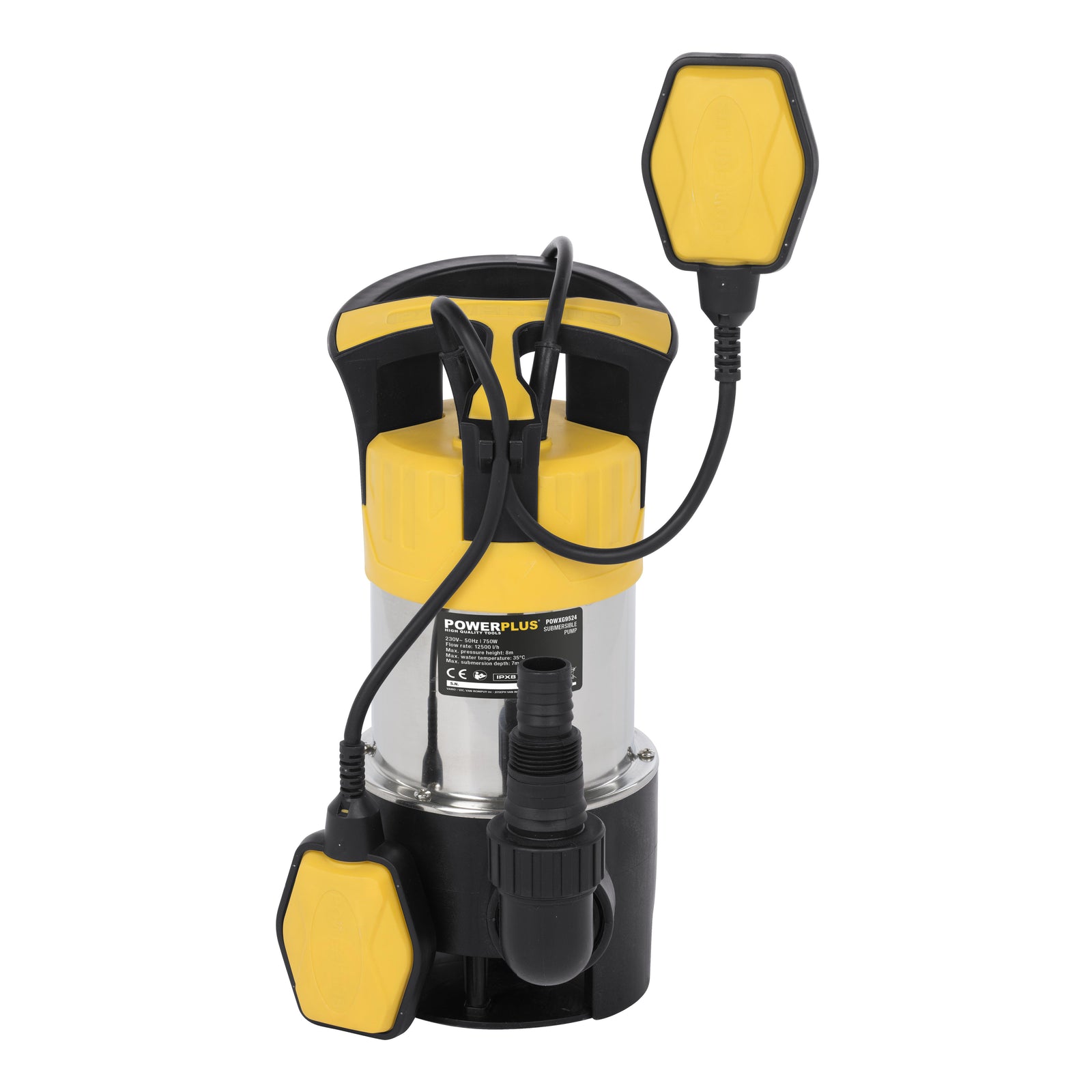 Rustfri dykpumpe 750 watt, snavset vand