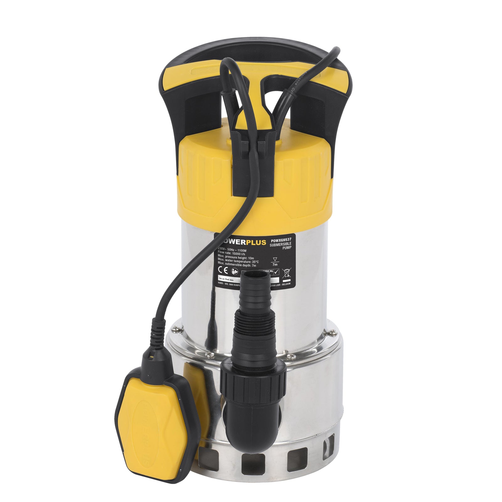 Rustfri dykpumpe 1100 watt, snavset vand