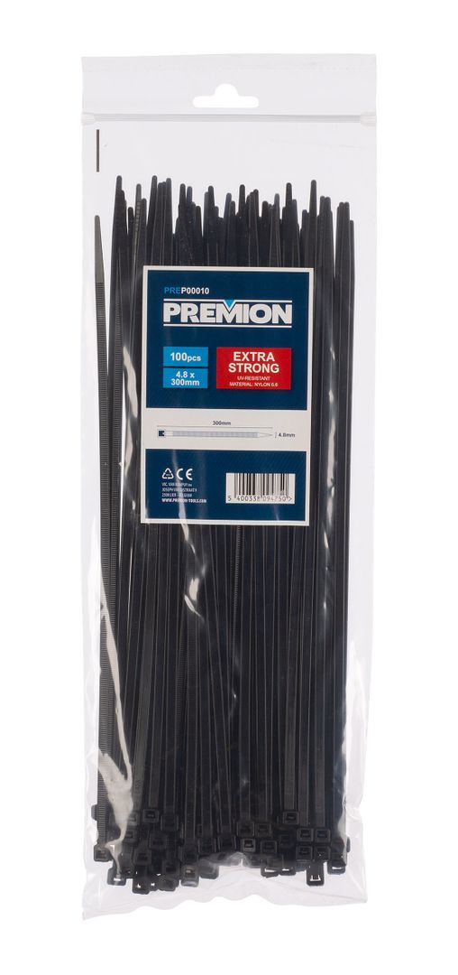 Kabelbinder 300 mm x 4,8 mm 100 stk. (sort)