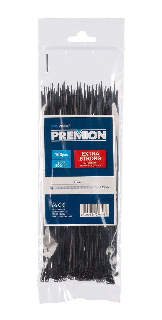 Kabelbinder 200 mm x 2,5 mm 100 stk (sort)