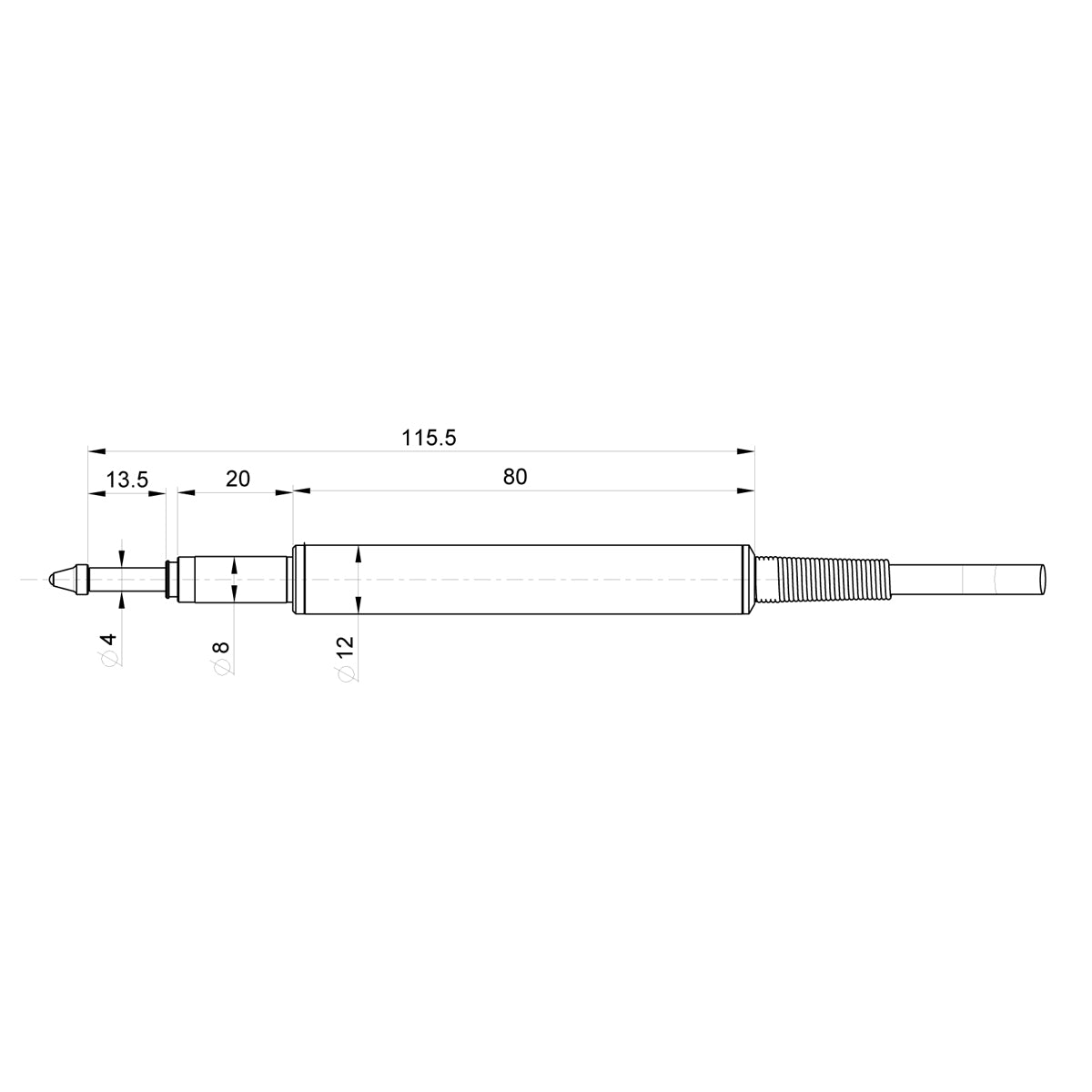 Digital måletaster P12D 0–12,7 mm × 0,1 µm med M8-tilslutning