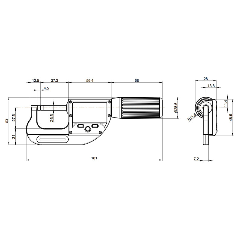 Digital mikrometer S_MIKE PRO 0–30 mm IP67 cylindrisk Ø6,5 mm