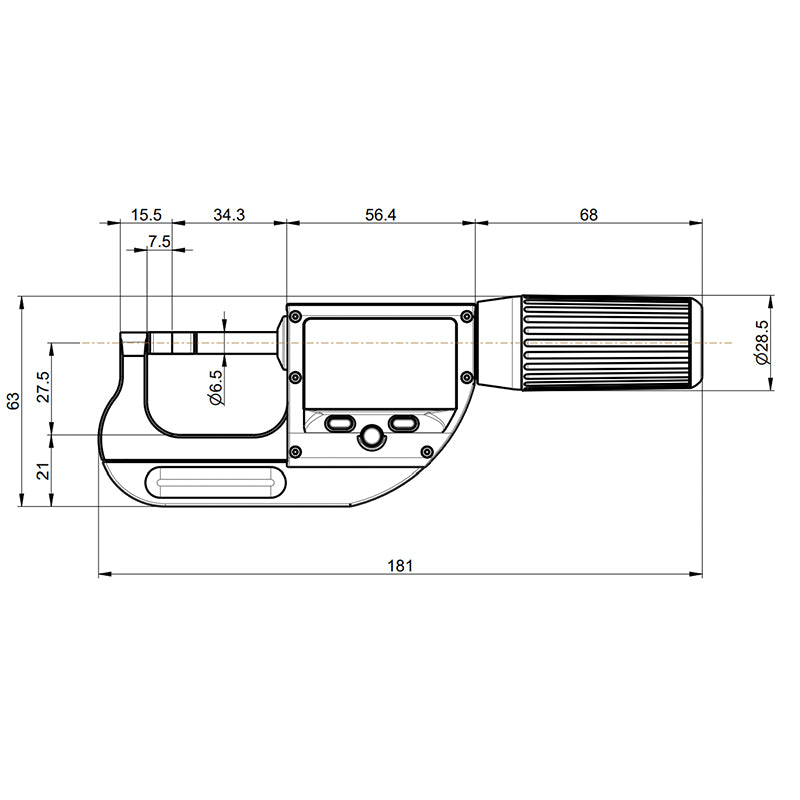 Digital mikrometer S_MIKE PRO IP67 Bluetooth 0–25 mm med knivblad til notmåling inkl. certifikat