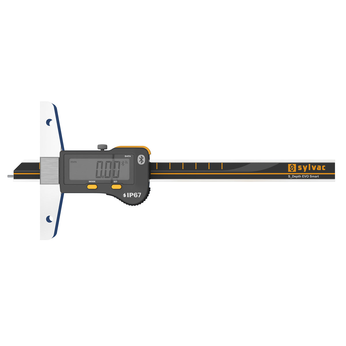 Digital dybdemål S_DEPTH EVO SMART 0–200 mm med 100 mm målebro IP67 Bluetooth depth rod Ø1,5 mm
