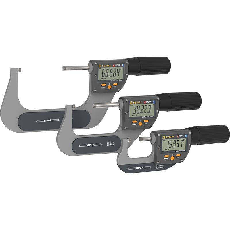 Digital mikrometer S_MIKE PRO SMART 66–102 mm IP67 Bluetooth Cylindrical Ø6,5 mm
