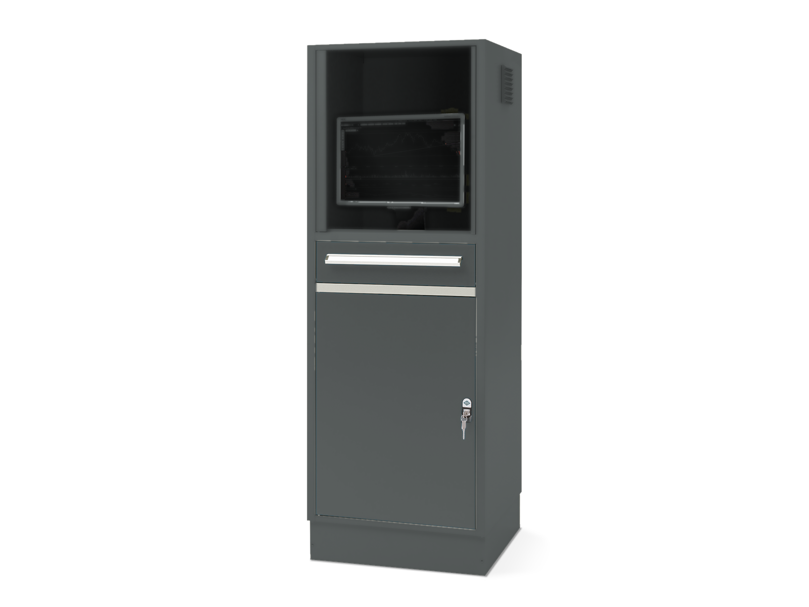 CS-1 computerskab med ventilator og elpanel, H 1600 mm