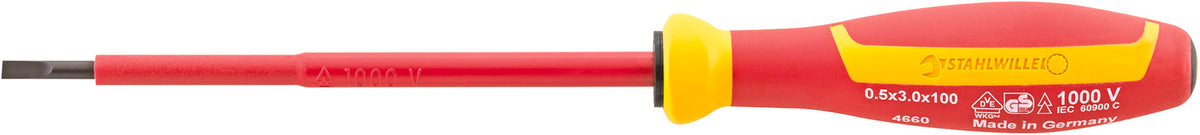 DRALL⁺ 4660 VDE-elektrikerskruetrækker kærv 1,2 × 8 mm, 175 mm